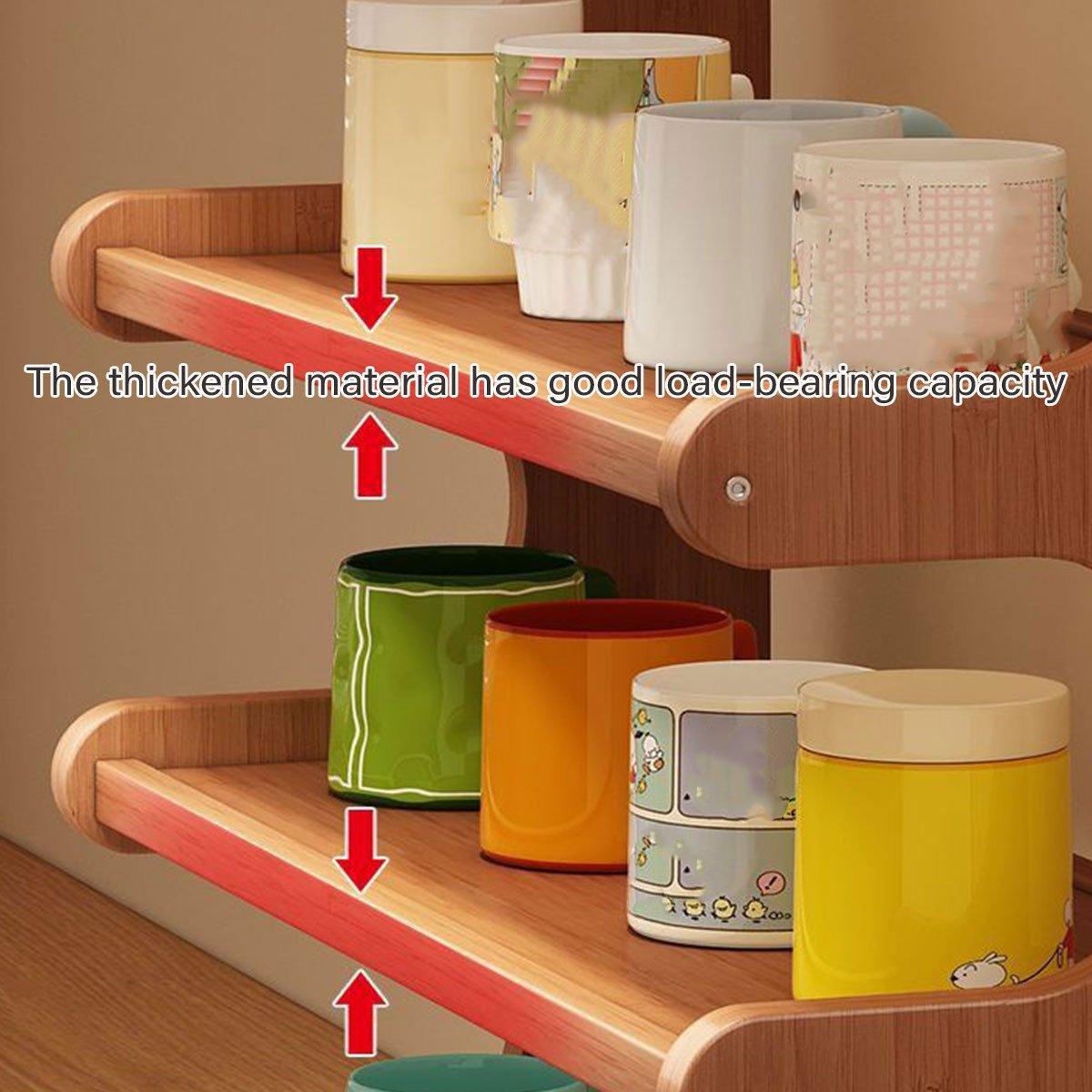 4 Tier Bamboo Cup Storage Rack for Counter | StorageOZ