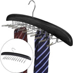 Wood Tie Scarf Hanger with 24 Fold Hooks | StorageOZ
