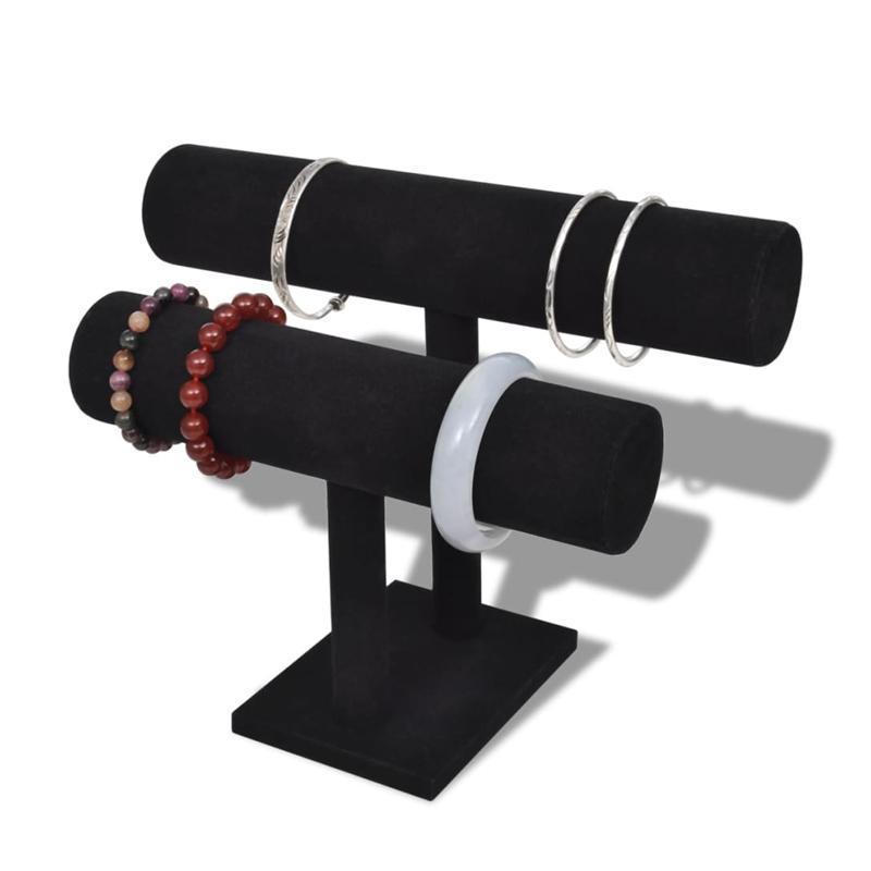 Two Tier Black Faux Leather Jewellery Stand | StorageOZ