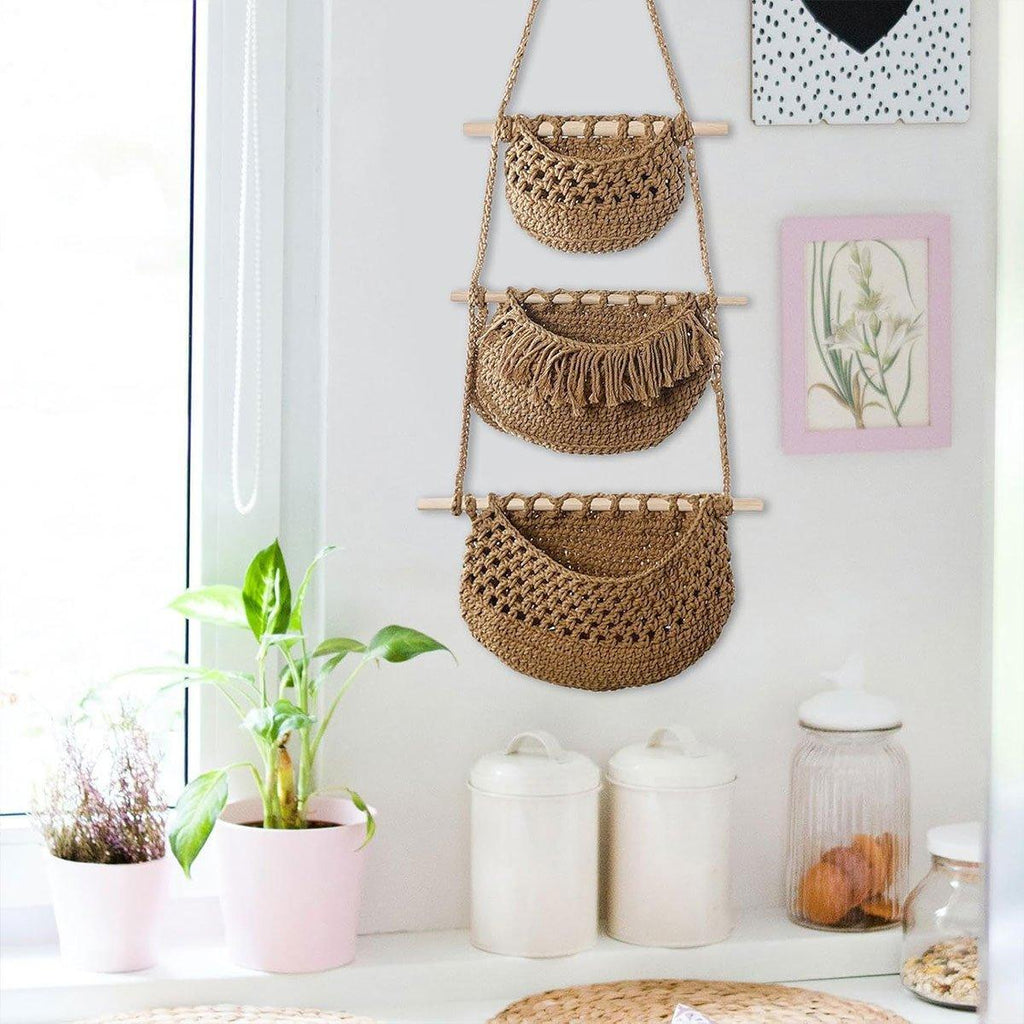 3 Layer Cotton Rope Wall Basket Two Colours | StorageOZ