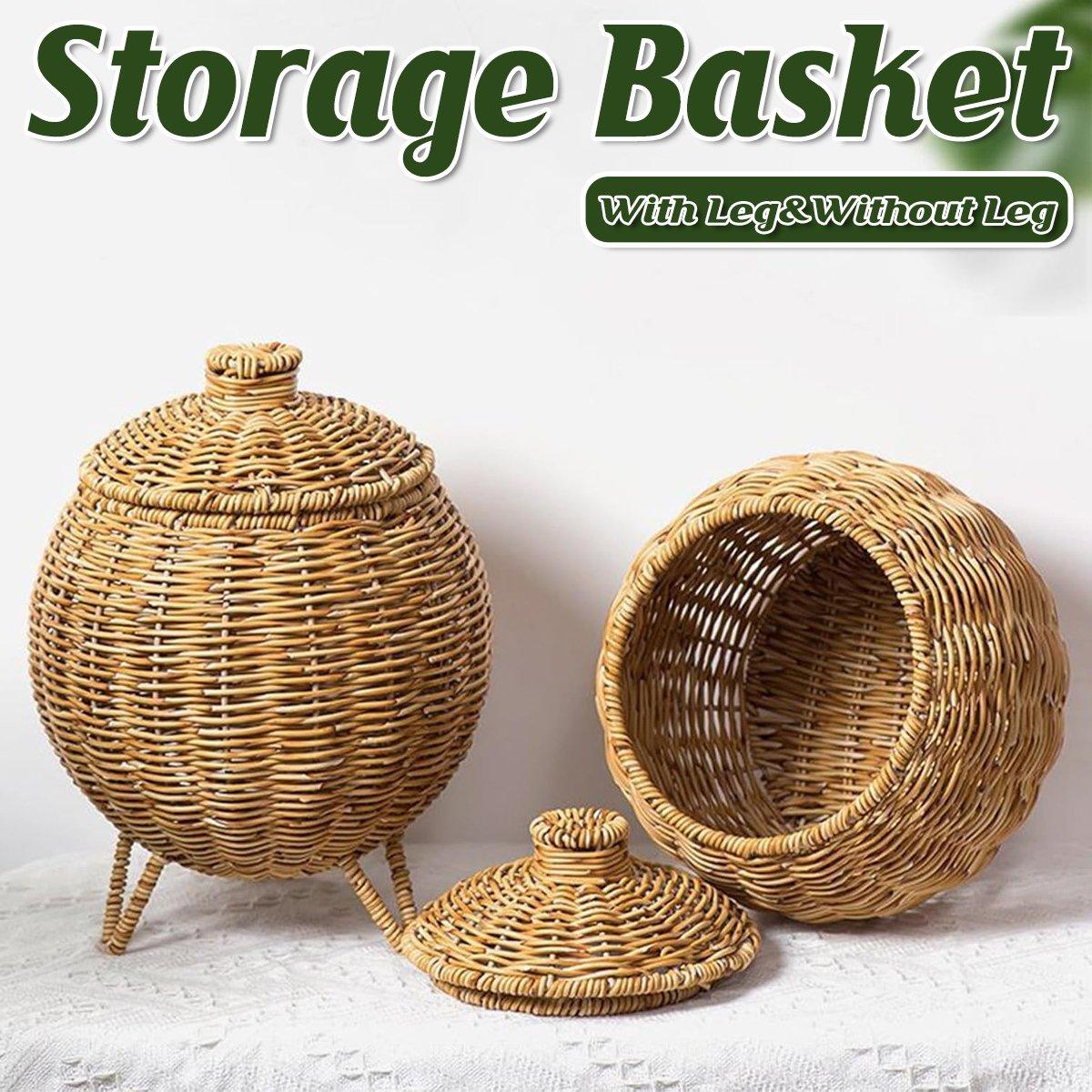 Lidded Rattan Style Basket With or Without Legs | StorageOZ