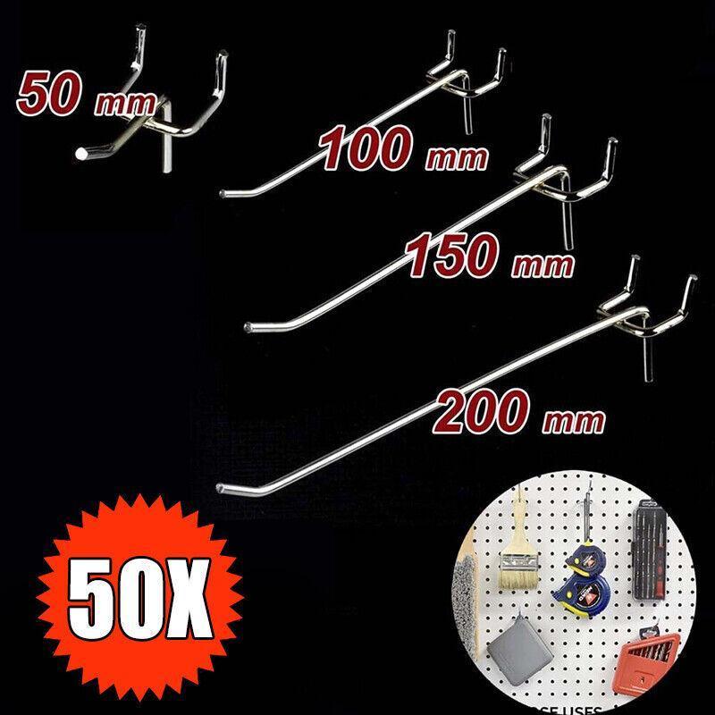 50 Pcs Steel Pegboard Hooks Four Lengths | StorageOZ