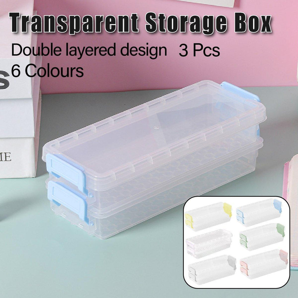 3 Pcs Clear Desktop Storage Boxes Six Colours | StorageOZ