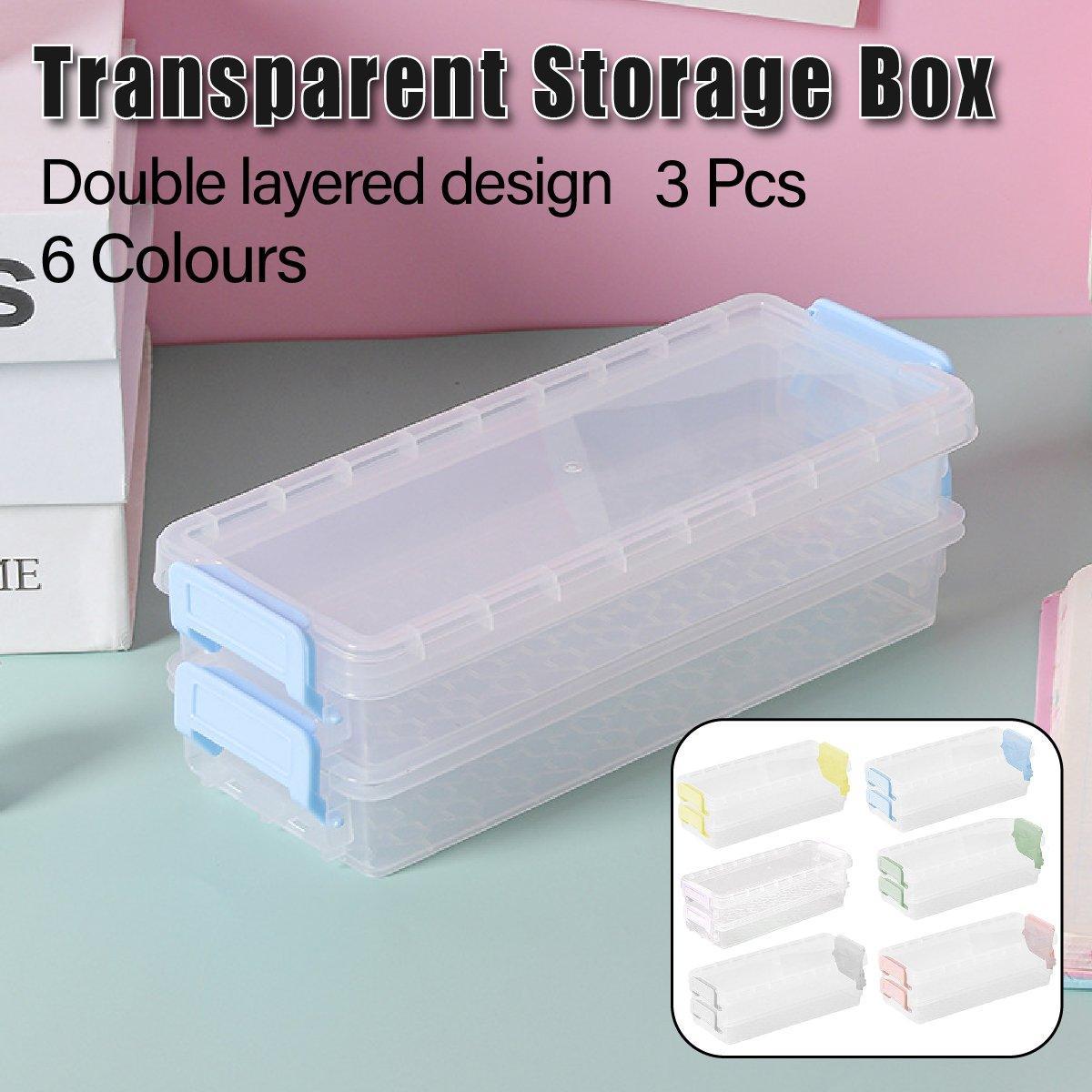 3 Pcs Clear Desktop Storage Boxes Six Colours | StorageOZ