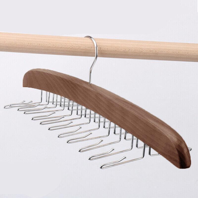 Wood Tie Scarf Hanger with 24 Fold Hooks | StorageOZ