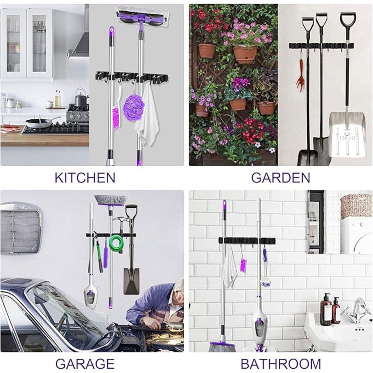 304 Steel Punch Free Mop Rack Two Colours | StorageOZ