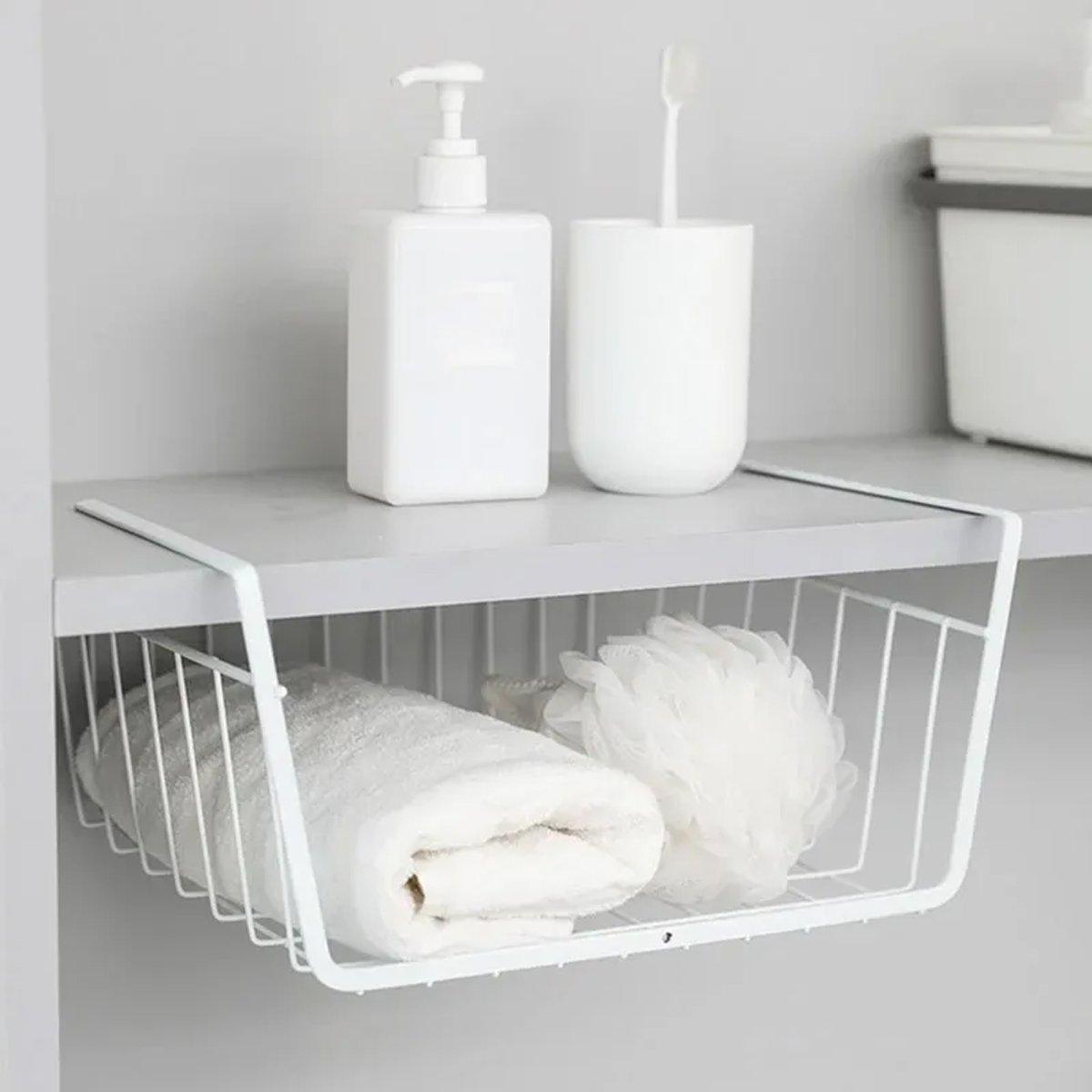 3 Pcs White Hanging Under Shelf Basket Set | StorageOZ