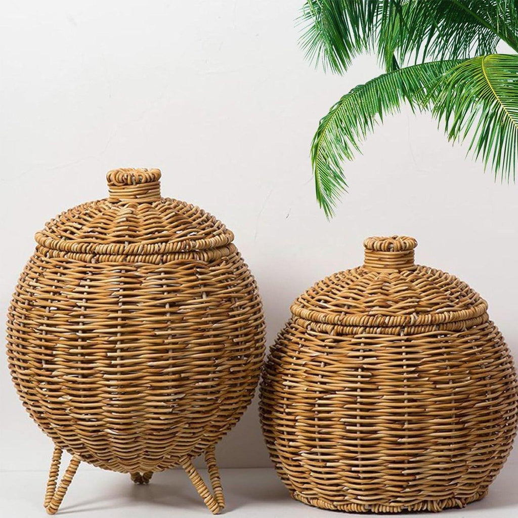 Lidded Rattan Style Basket With or Without Legs | StorageOZ