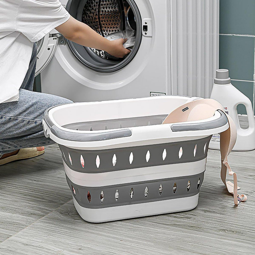 Folding Plastic Laundry Basket Two Colours | StorageOZ