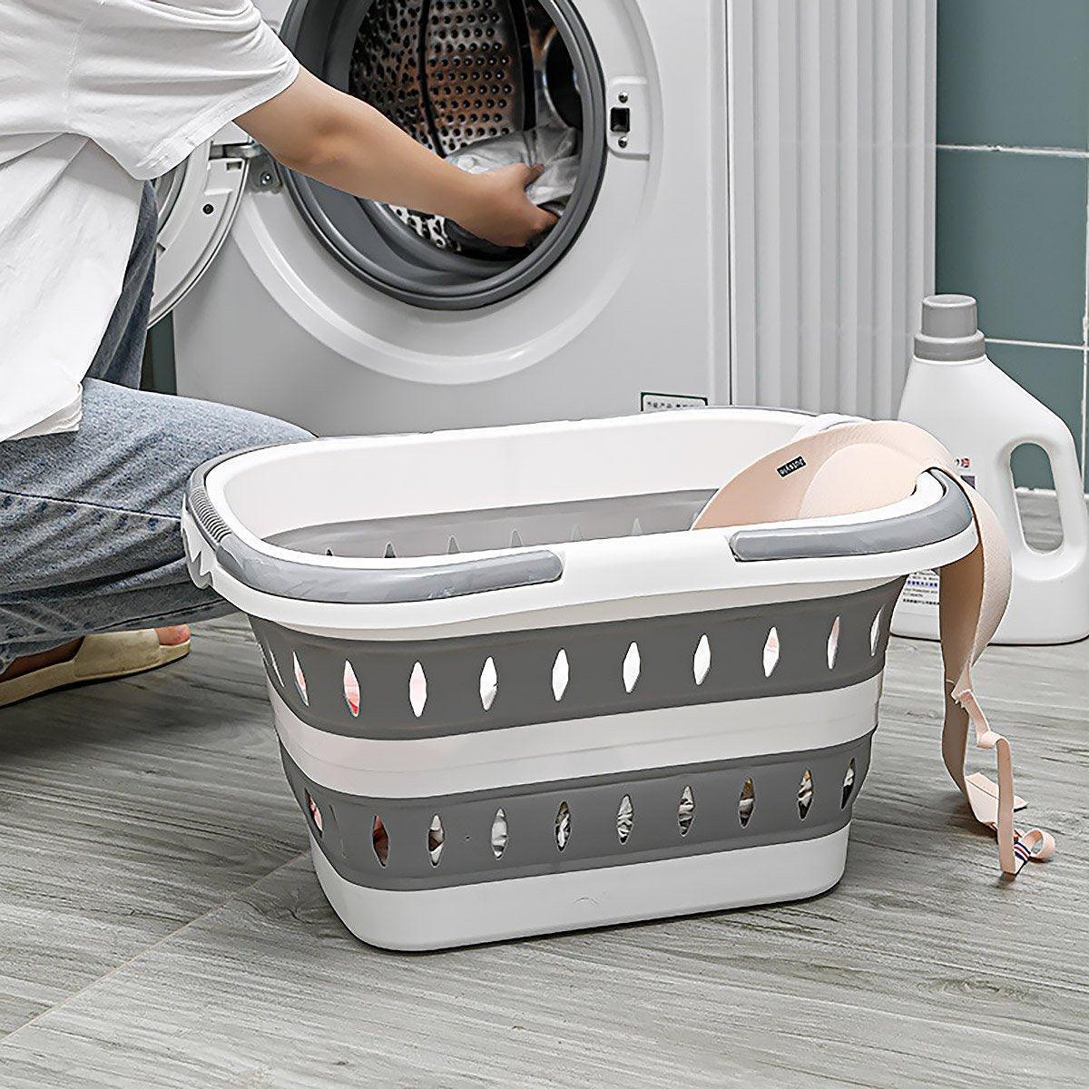 Folding Plastic Laundry Basket Two Colours | StorageOZ