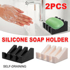 2 Pcs Silicone Soap Dish Holders Two Colours | StorageOZ