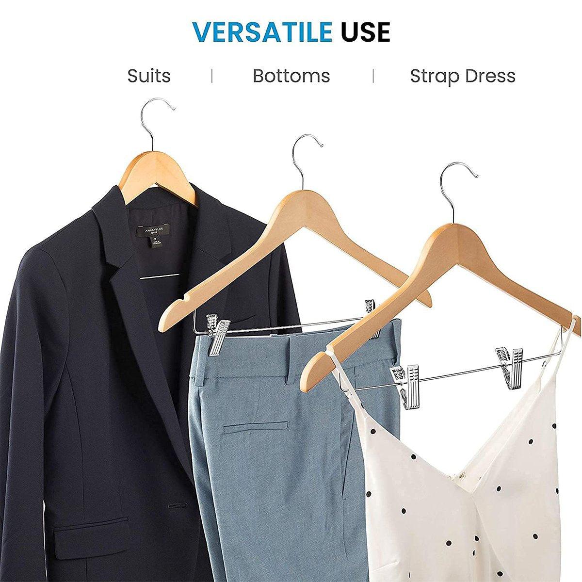10 Pcs Wooden Clip Clothes Hangers Two Finishes | StorageOZ