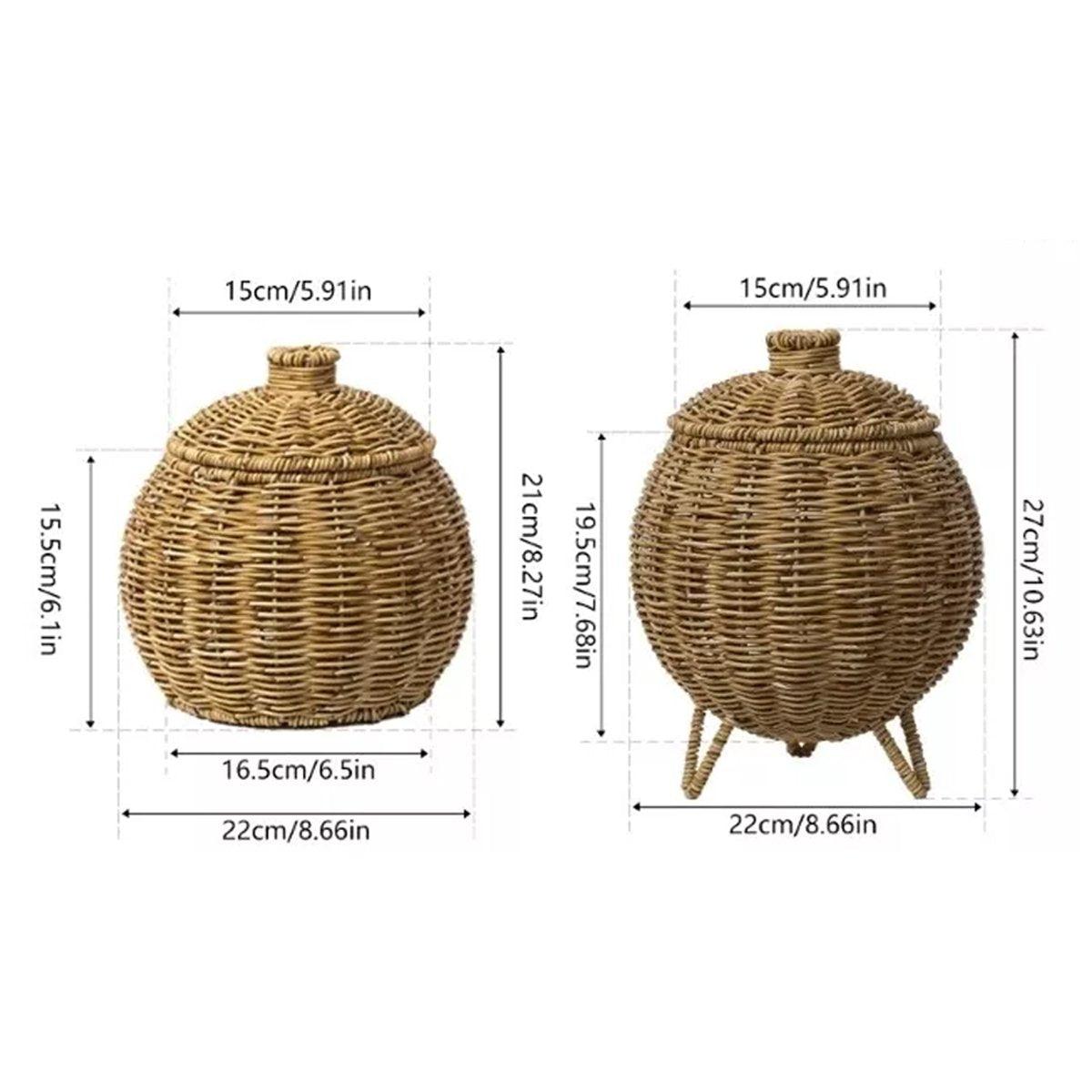 Lidded Rattan Style Basket With or Without Legs | StorageOZ