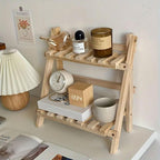 2 Tier Wooden Desktop Shelf with Slatted Trays | StorageOZ