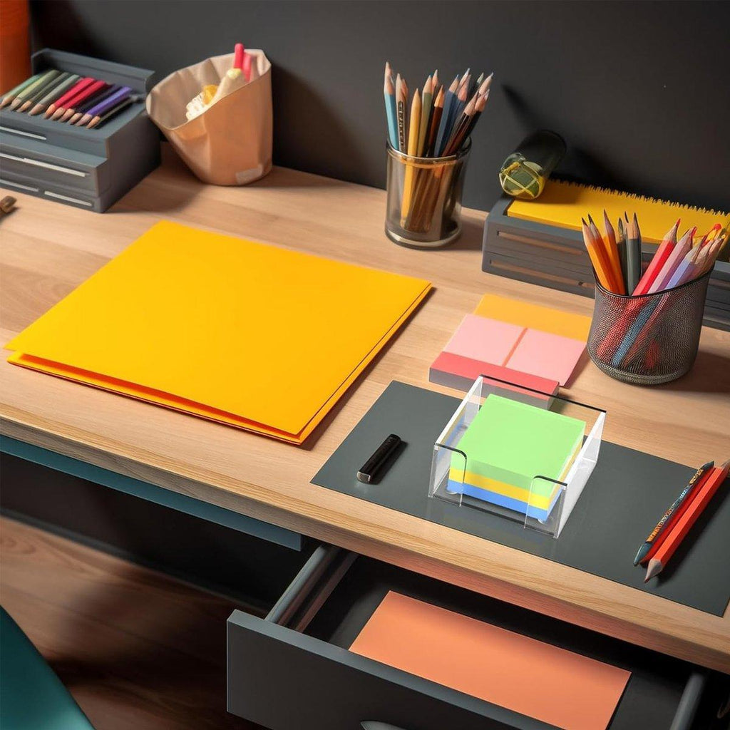 Clear Acrylic Sticky Note Holder Desk Box | StorageOZ