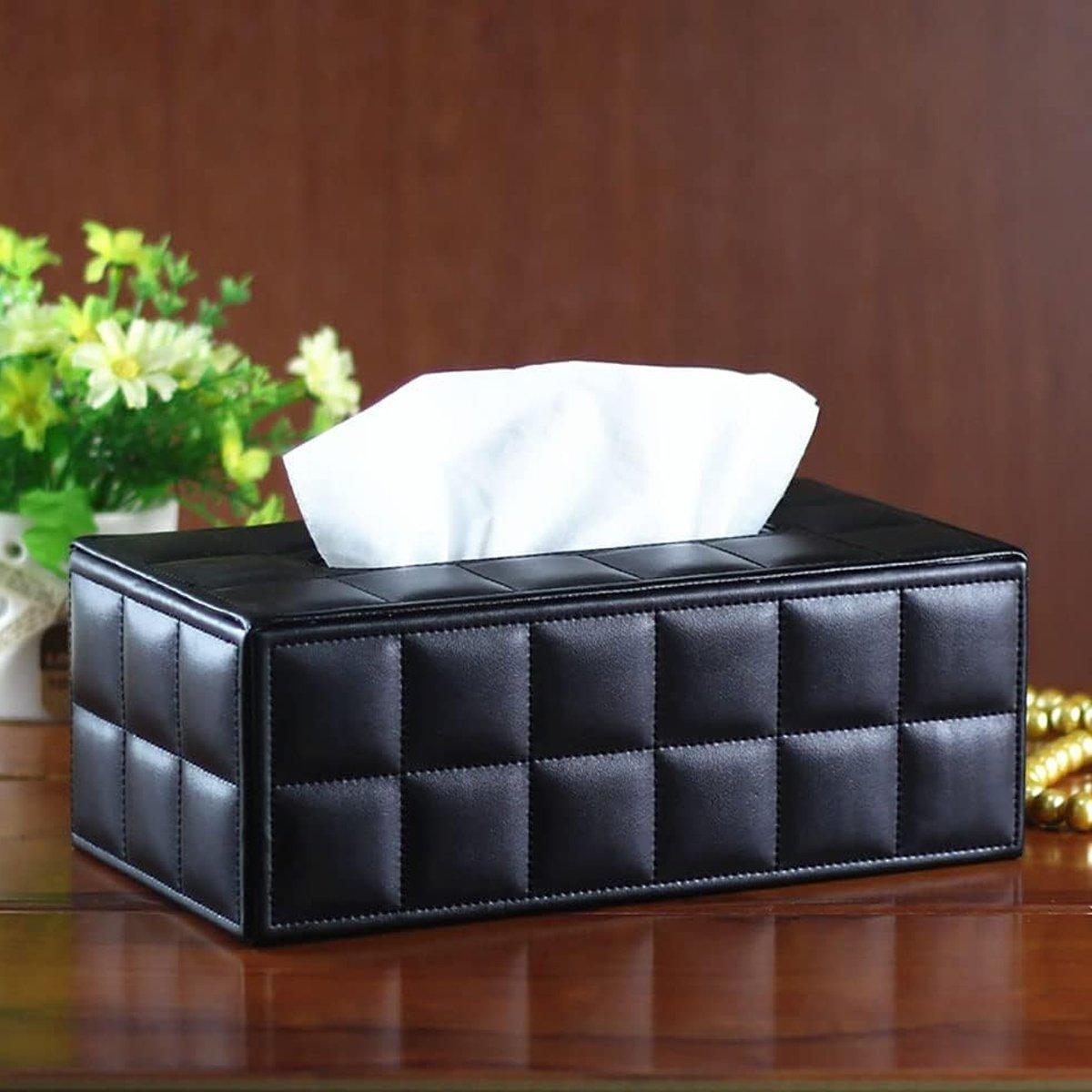 Quilted Leather Tissue Box in Two Colours | StorageOZ
