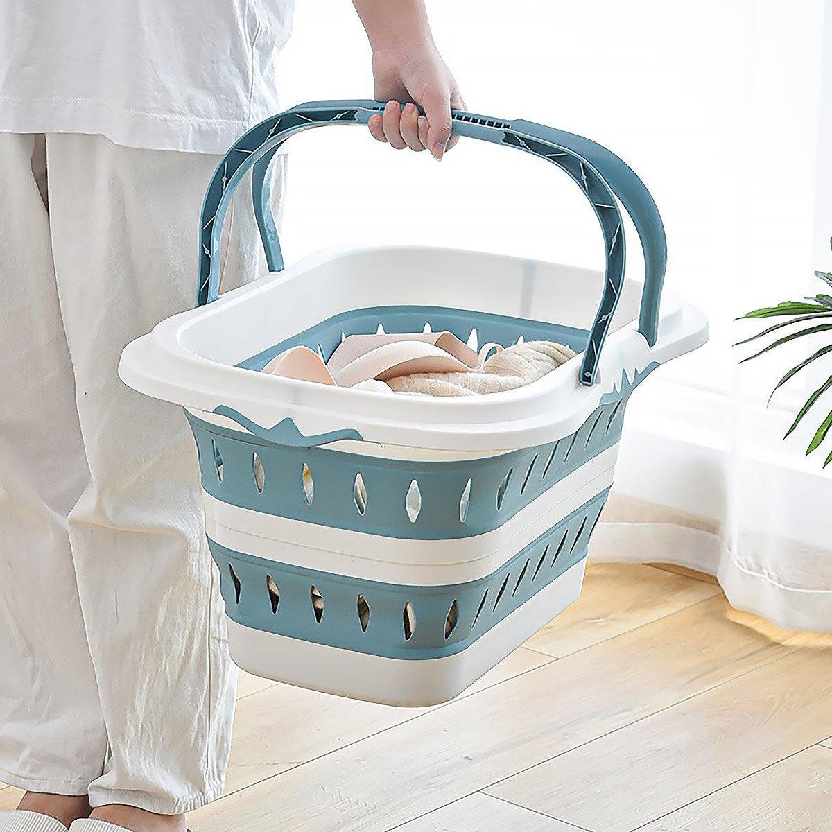 Folding Plastic Laundry Basket Two Colours | StorageOZ