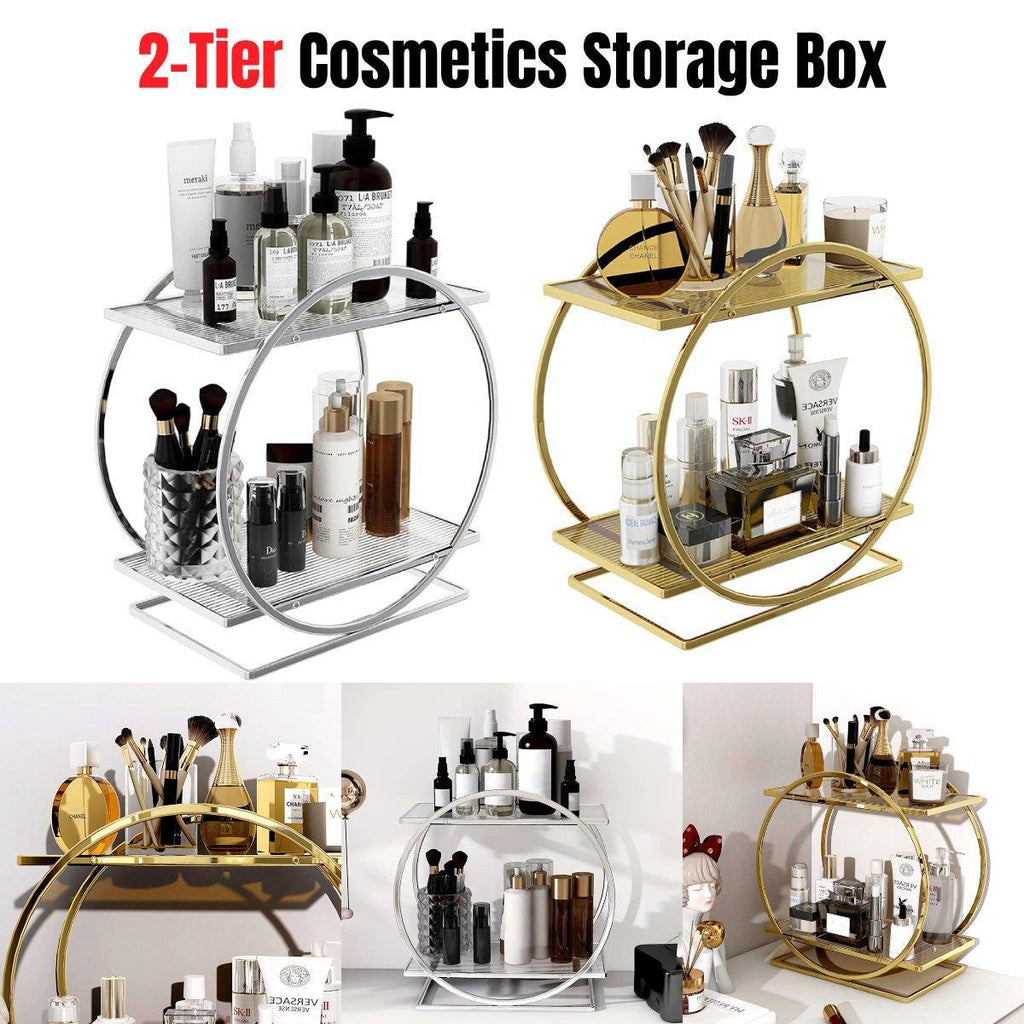 2 Tier Circular Cosmetics Rack Two Colours | StorageOZ