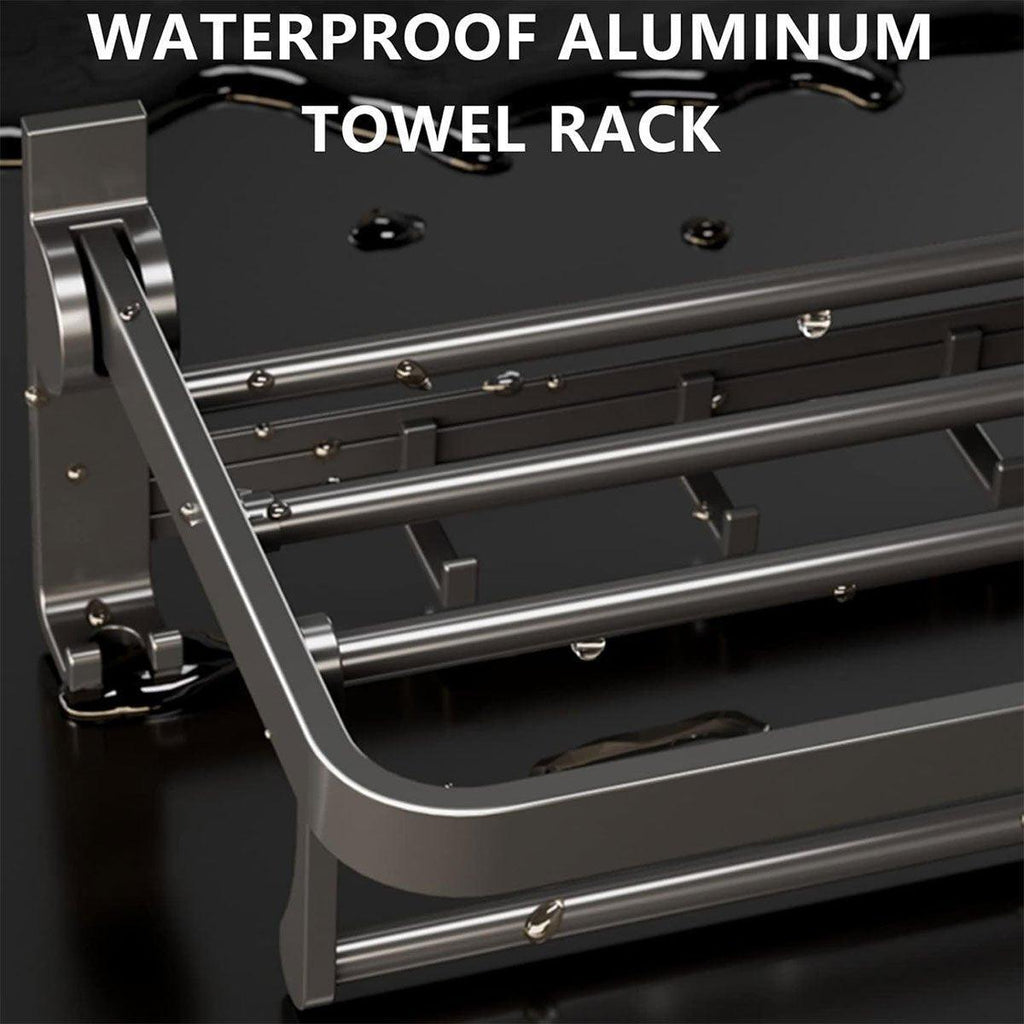 Punch Free Grey Aluminium Bathroom Towel Rack | StorageOZ