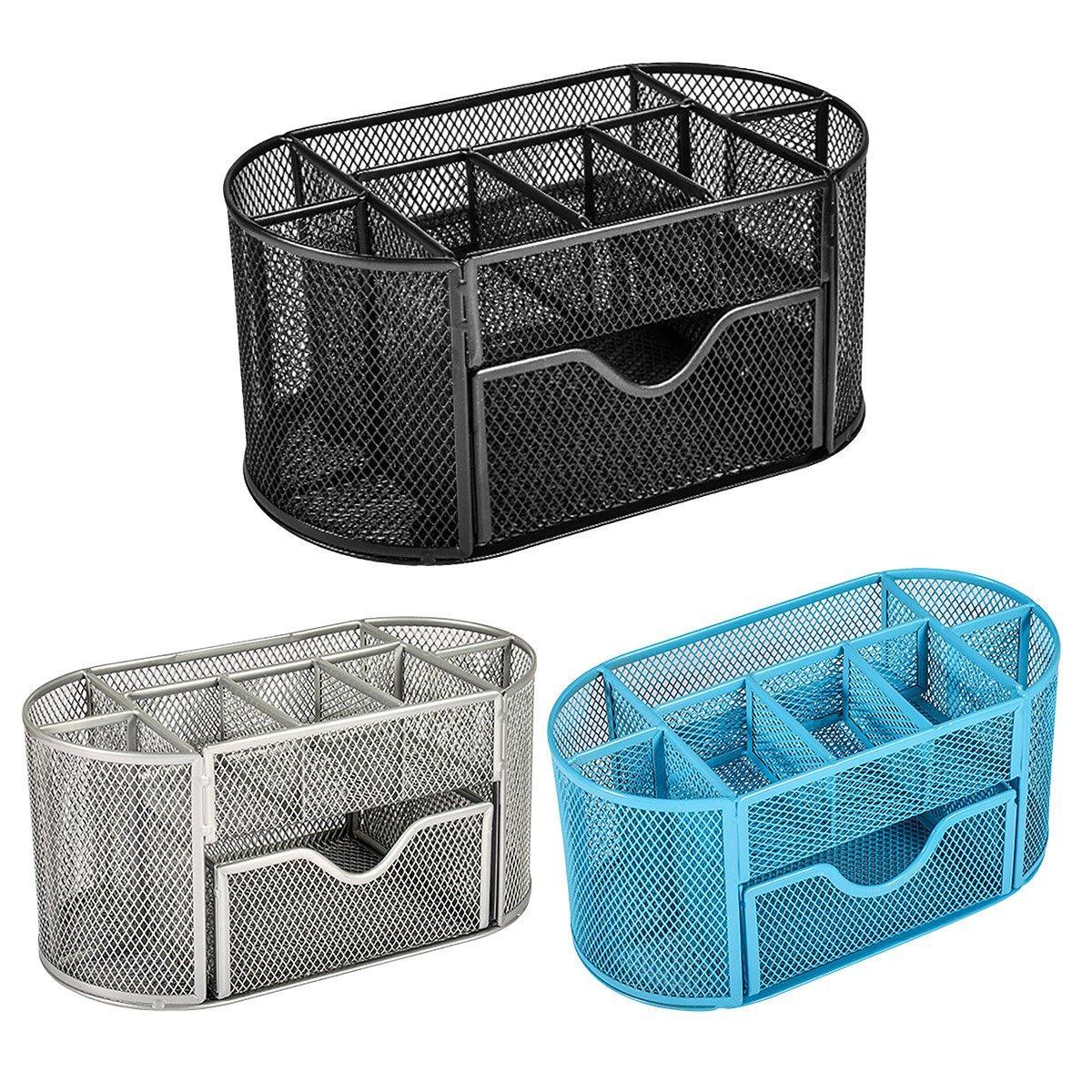 Metal Pen Holder Box with Drawer Three Colours | StorageOZ