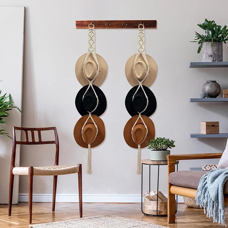 Cotton Rope Hat Rack in Four Pack Options | StorageOZ