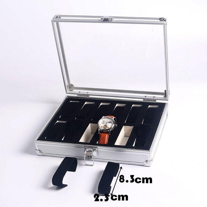 12 Grid Aluminium Carbon Fibre Watch Box | StorageOZ