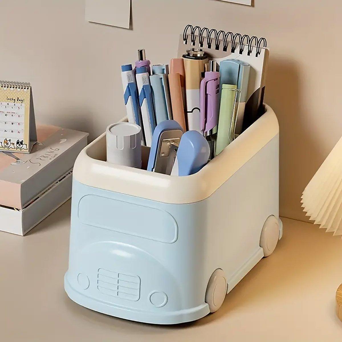 Bus Cartoon Desktop Pen Holder Two Colours | StorageOZ