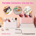 5 Compartment Desktop Box with Handle Two Colours | StorageOZ
