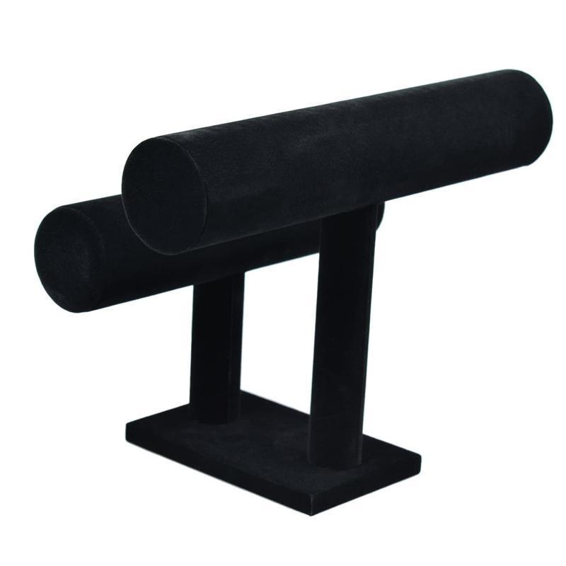Two Tier Black Faux Leather Jewellery Stand | StorageOZ