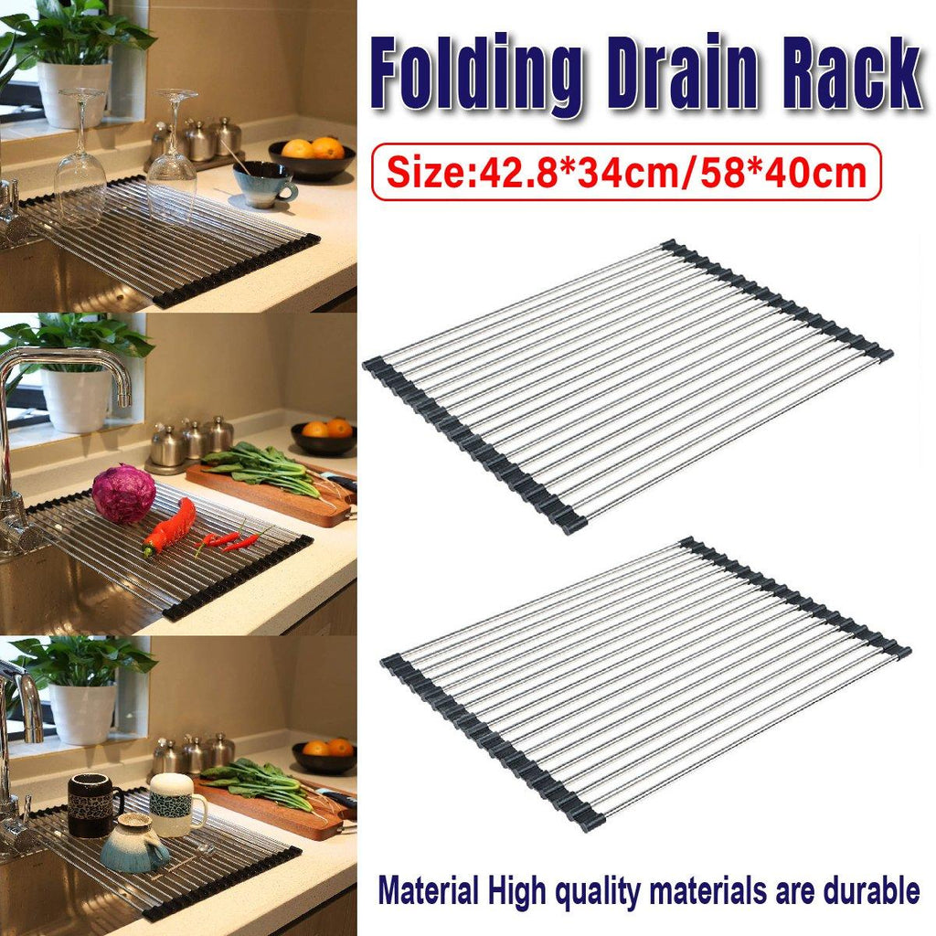 Foldable Stainless Steel Dish Drain Rack | StorageOZ