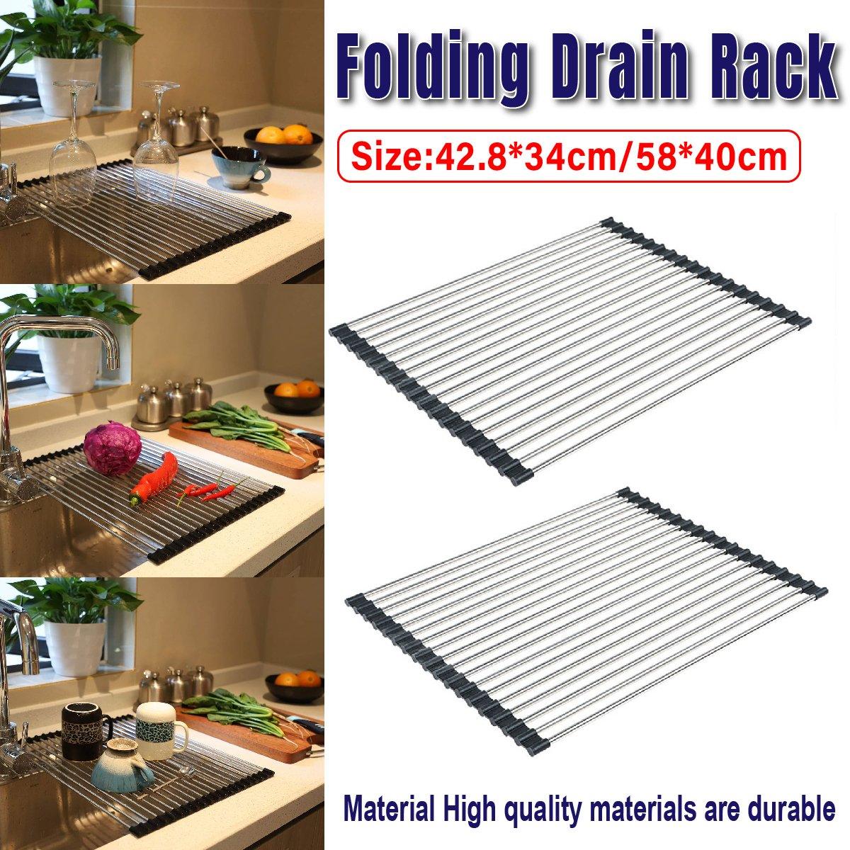Foldable Stainless Steel Dish Drain Rack | StorageOZ