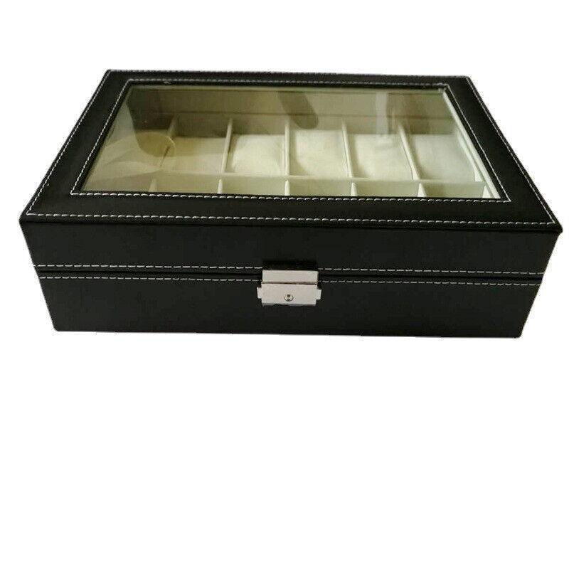 12 Grid Leather Watch Jewellery Display Box | StorageOZ