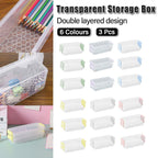 3 Pcs Clear Desktop Storage Boxes Six Colours | StorageOZ