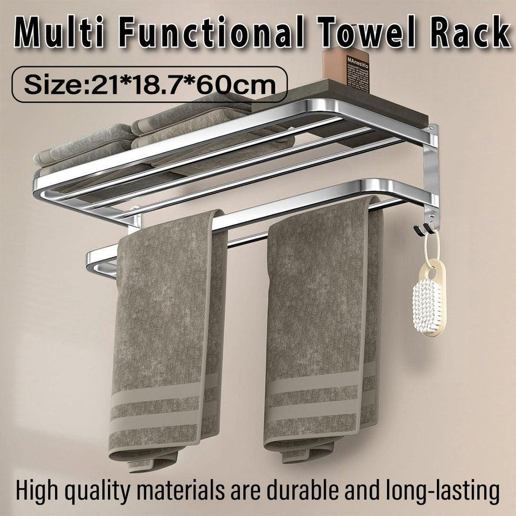 Punch Free Grey Aluminium Bathroom Towel Rack | StorageOZ