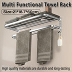Punch Free Grey Aluminium Bathroom Towel Rack | StorageOZ