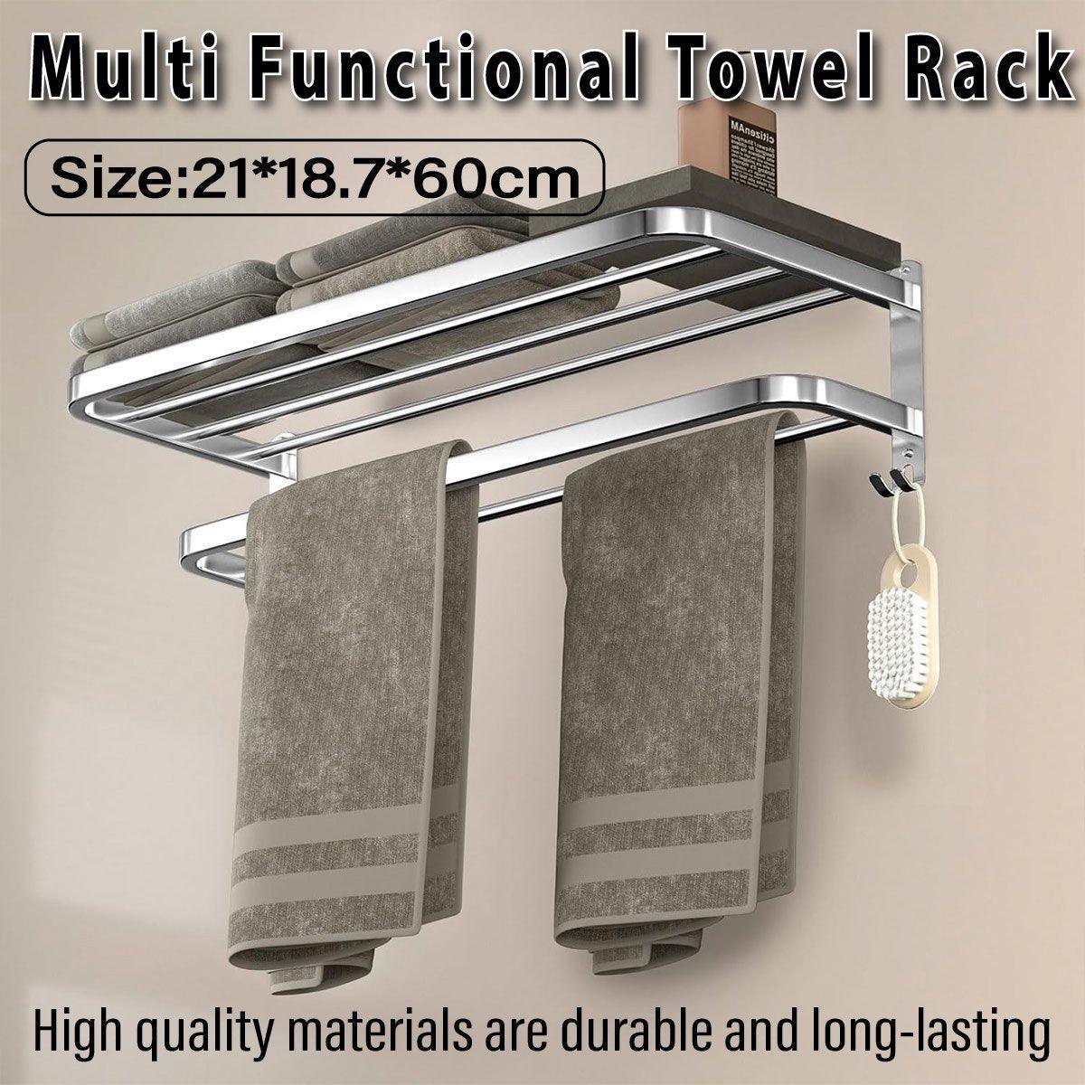 Punch Free Grey Aluminium Bathroom Towel Rack | StorageOZ