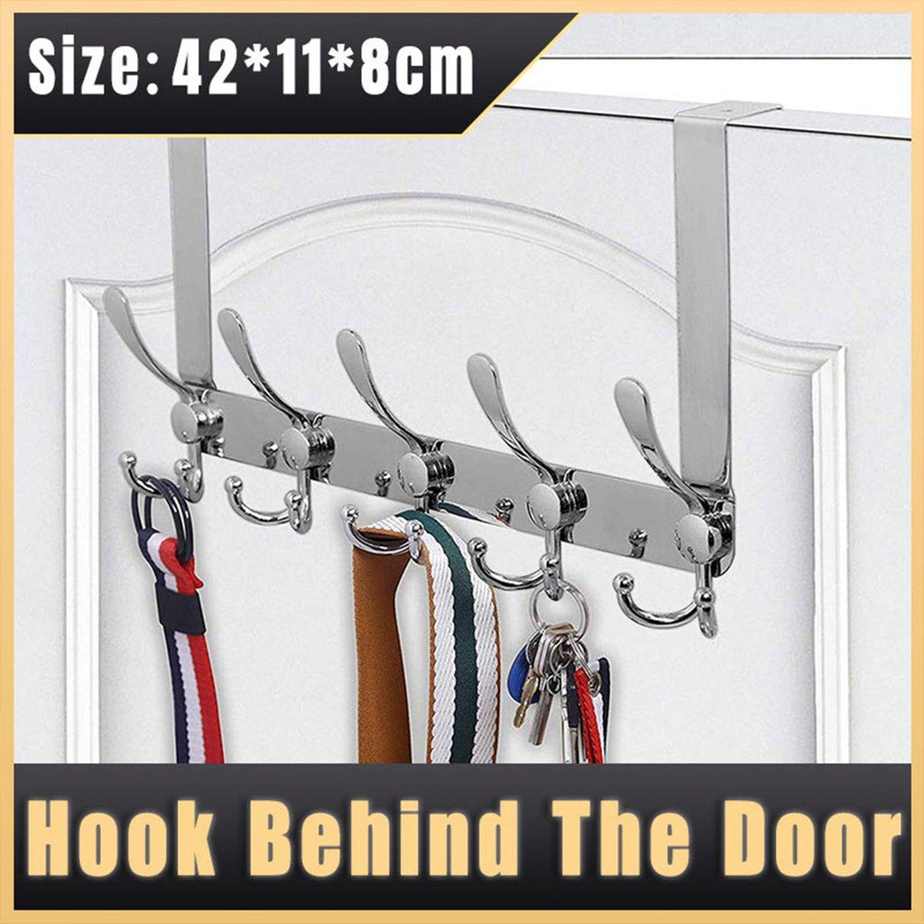 5 Hook Stainless Steel Over Door Coat Rack | StorageOZ