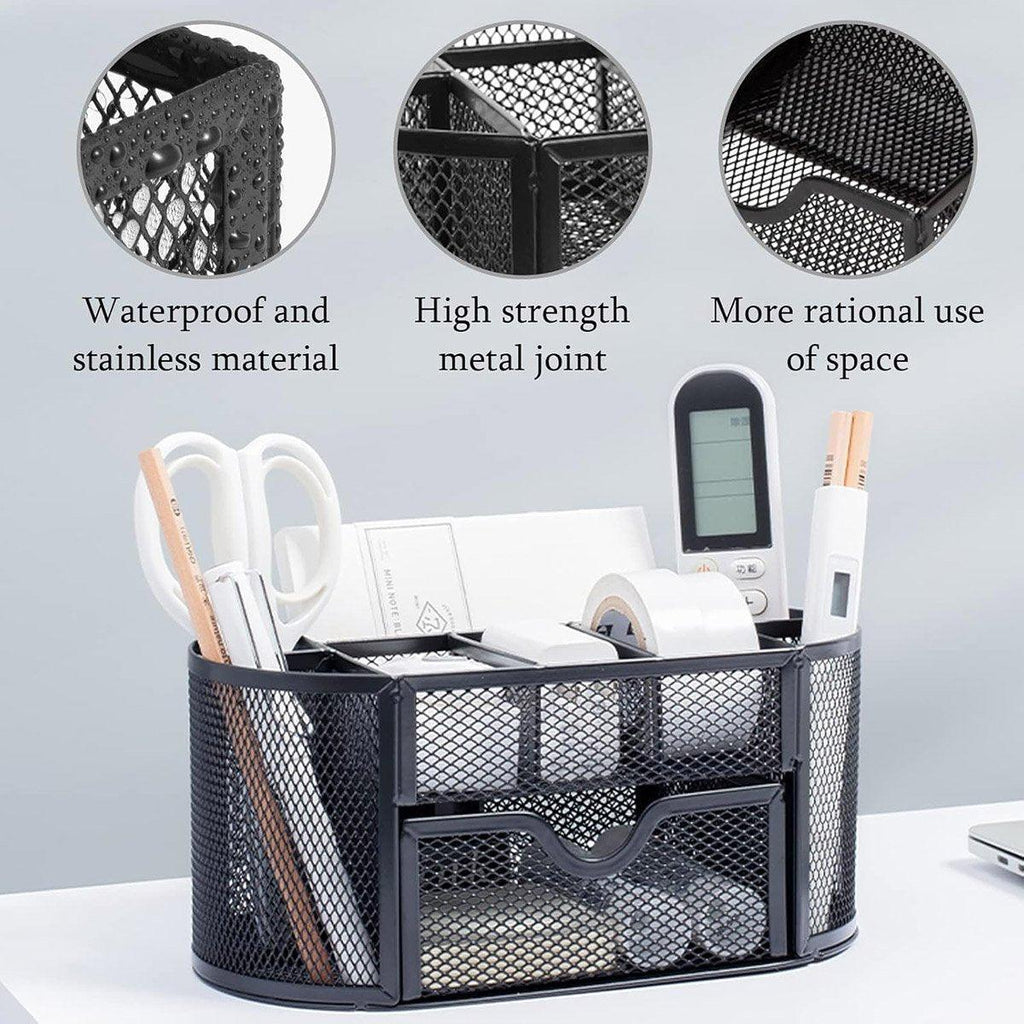 Metal Pen Holder Box with Drawer Three Colours | StorageOZ