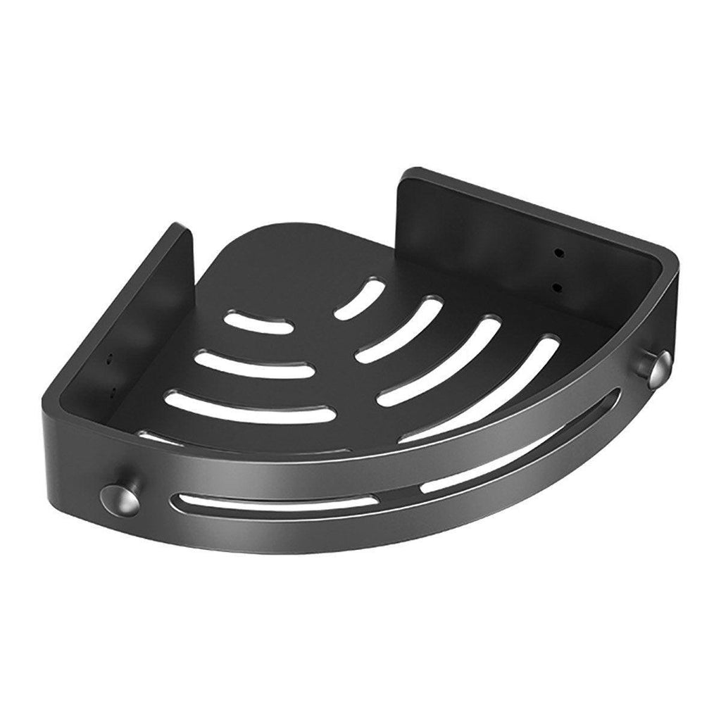 Black Corner Shower Caddy with Drain Slots | StorageOZ