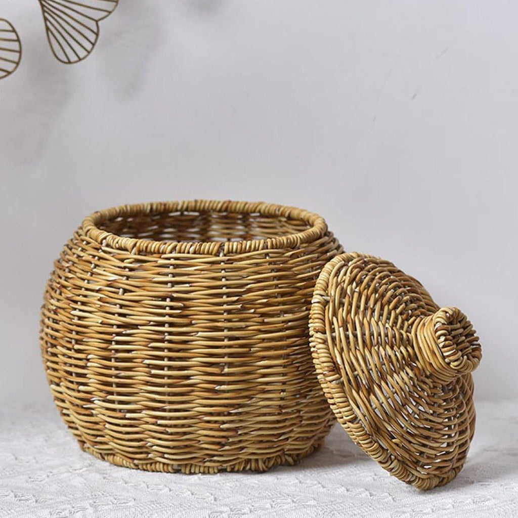 Lidded Rattan Style Basket With or Without Legs | StorageOZ