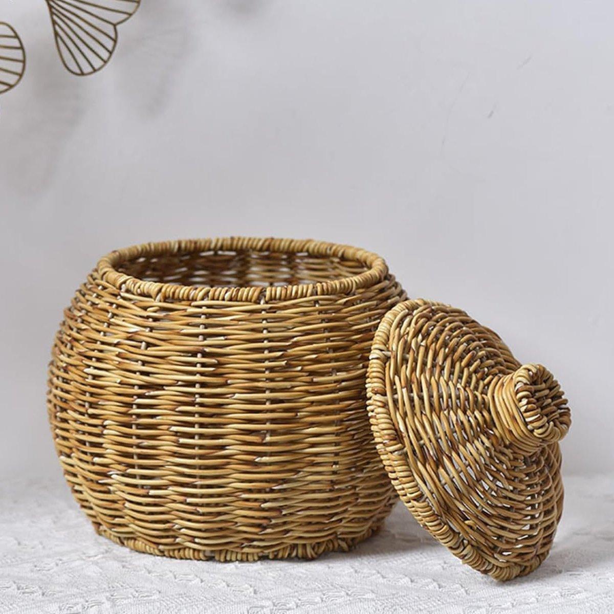 Lidded Rattan Style Basket With or Without Legs | StorageOZ
