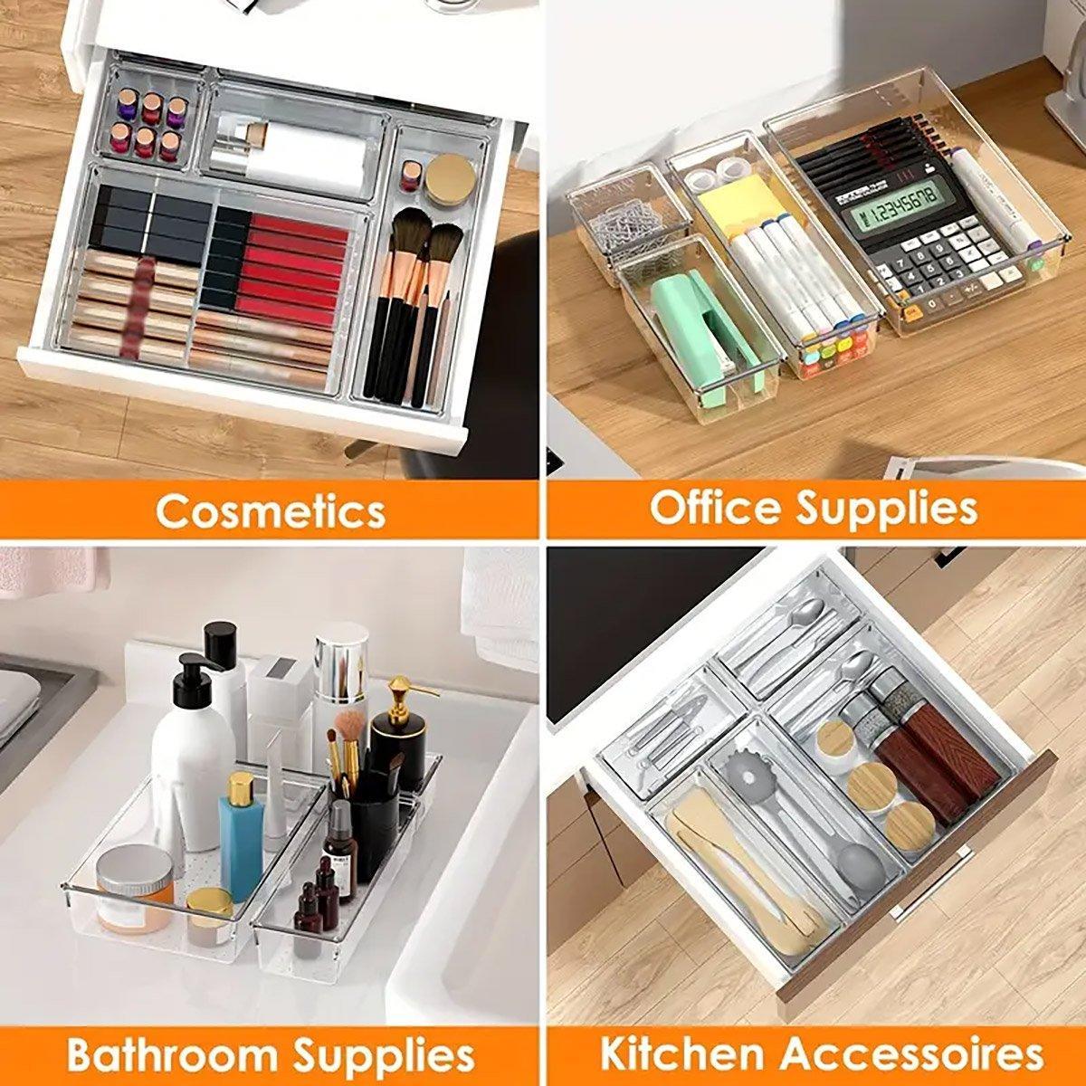 Clear Drawer Organiser Set in Three Packs | StorageOZ