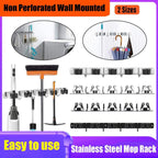 304 Steel Punch Free Mop Rack Two Colours | StorageOZ
