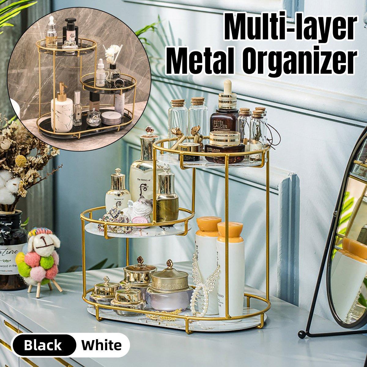 Two Tier Metal Marble Tray Storage Rack Set | StorageOZ