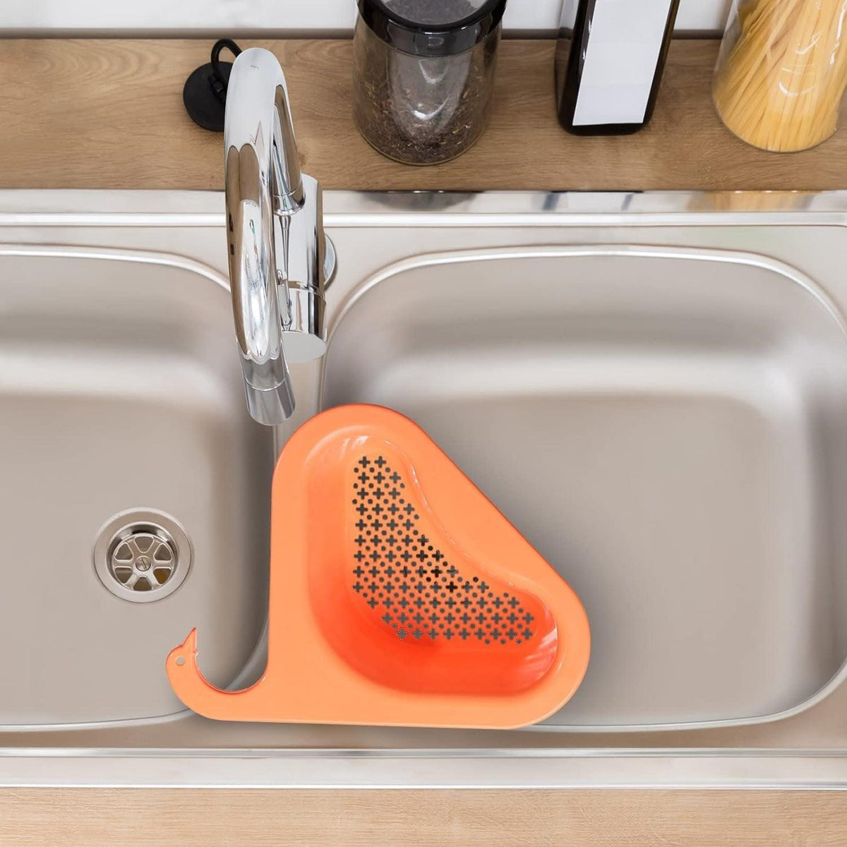 Swan Faucet Drain Basket Green or Orange | StorageOZ