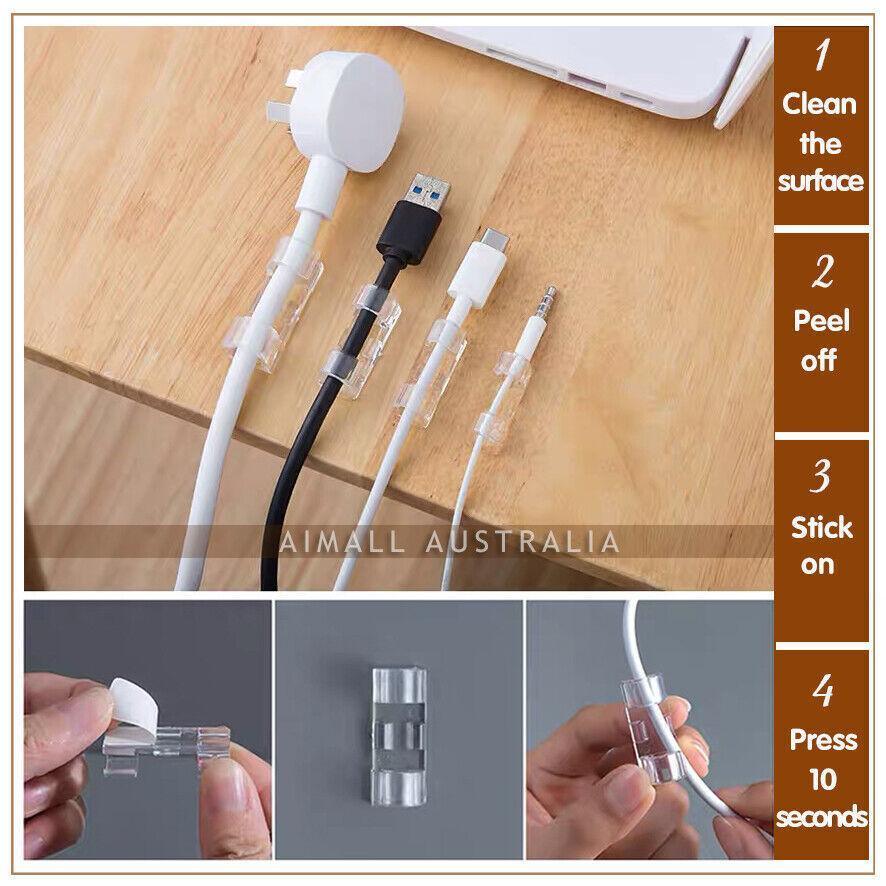 12 Pcs Cable Clips with Strong Adhesive Pad | StorageOZ