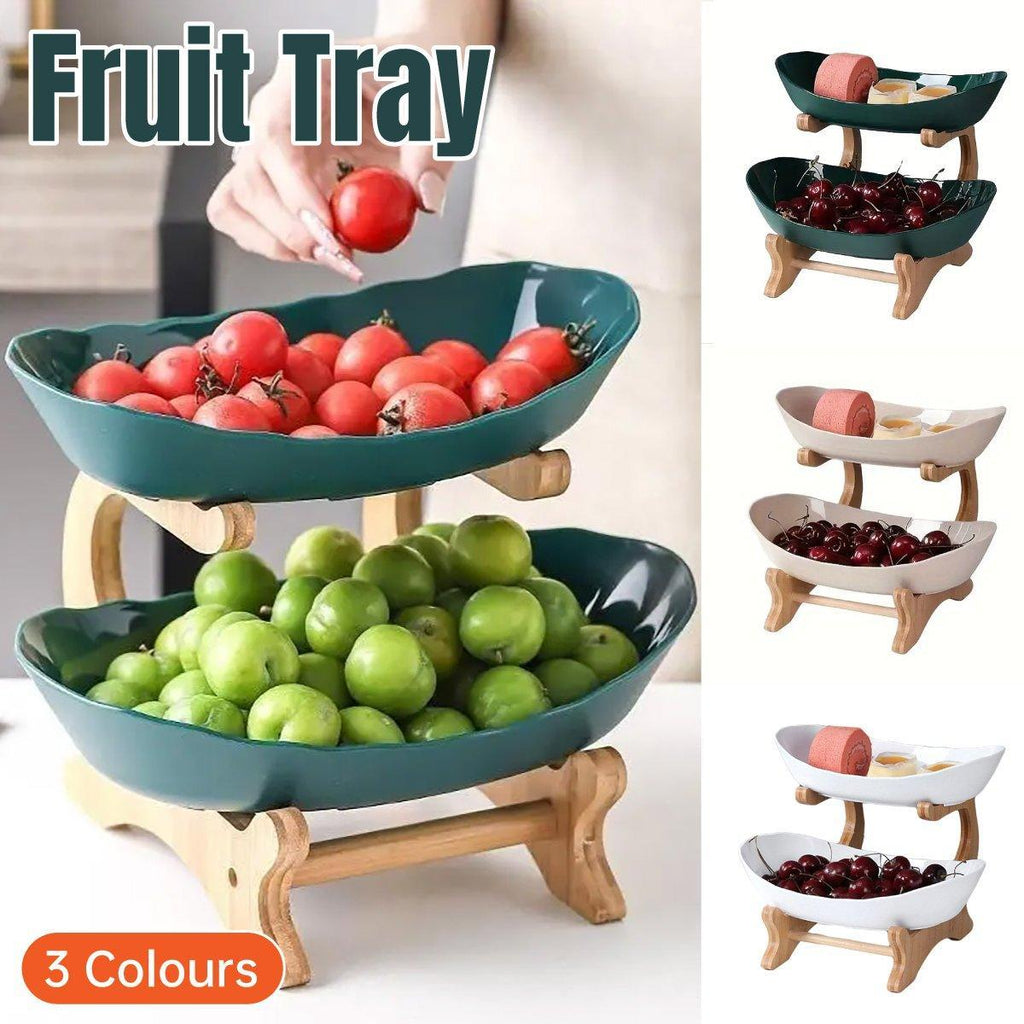 2 Tier Bamboo Fruit Tray in Three Colours | StorageOZ