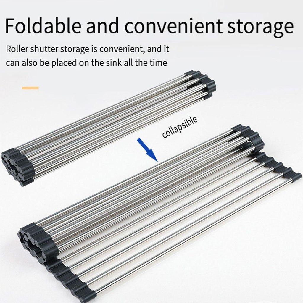 Foldable Stainless Steel Dish Drain Rack | StorageOZ