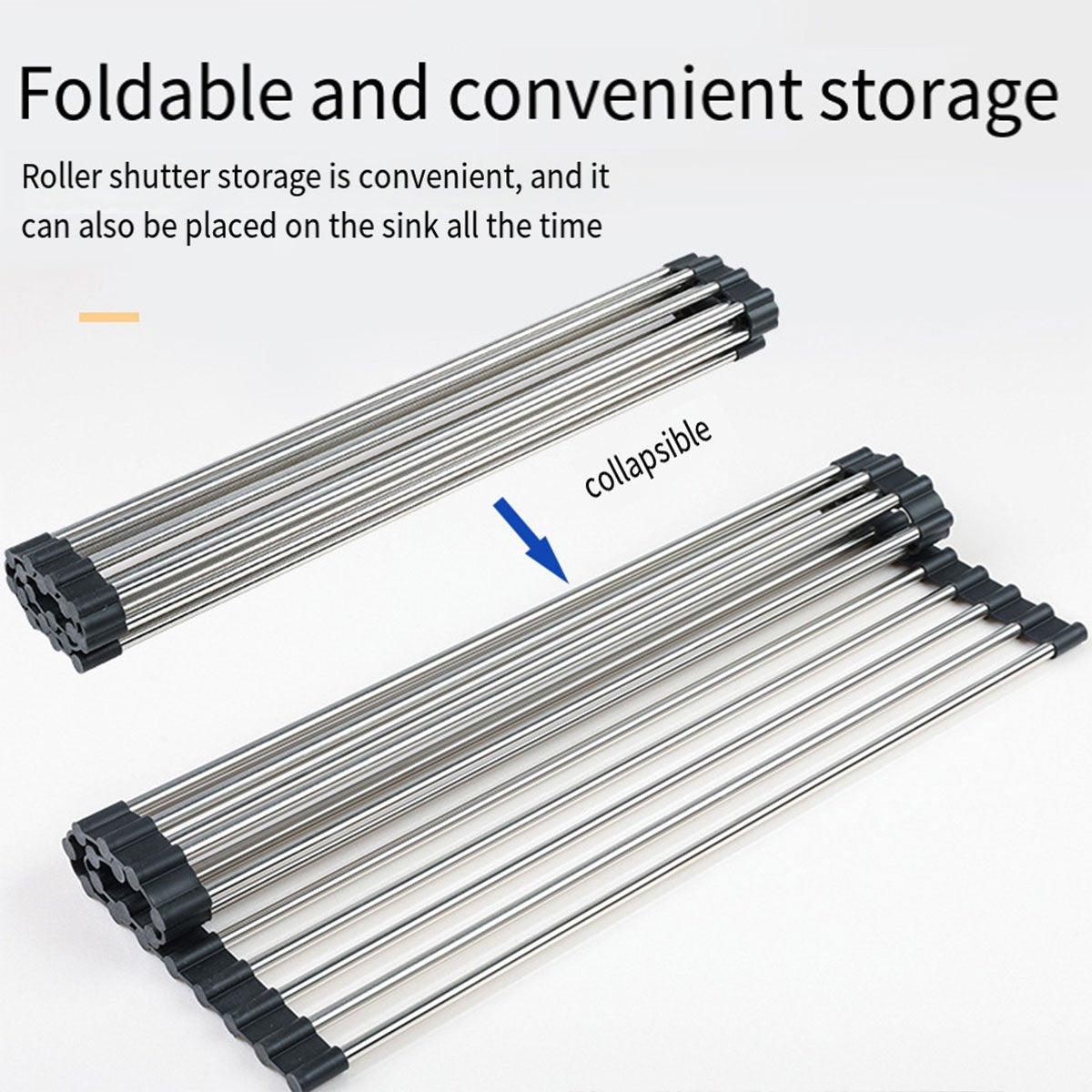 Foldable Stainless Steel Dish Drain Rack | StorageOZ