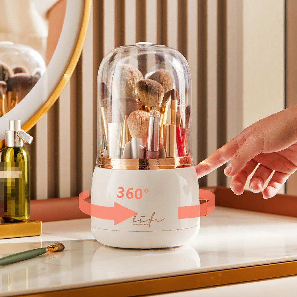 Makeup Brush Holder with a Clear Dome Lid | StorageOZ